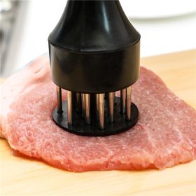 1pc Meat Hammer; Kitchen Loose Meat Needle; Steak Tenderizer; Pork Chop Hammer Tool (Color: black, style: 16 Needles)
